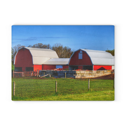 U R There Photography M-15 Reds Rustic Farmhouse Tempered-Glass Cutting Board