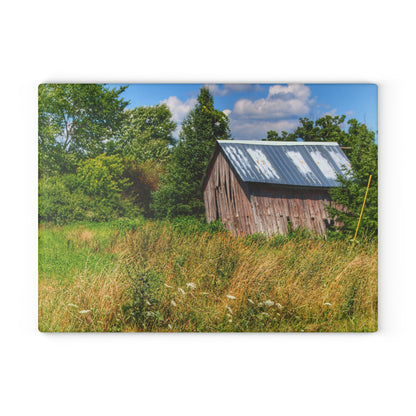 U R There Photography Lake Road Little Crooked Grey Rustic Farmhouse Tempered-Glass Cutting Board