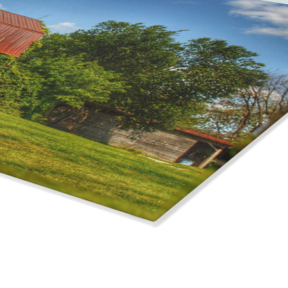 U R There Photography Grey Road Rusted II Rustic Farmhouse Tempered-Glass Cutting Board