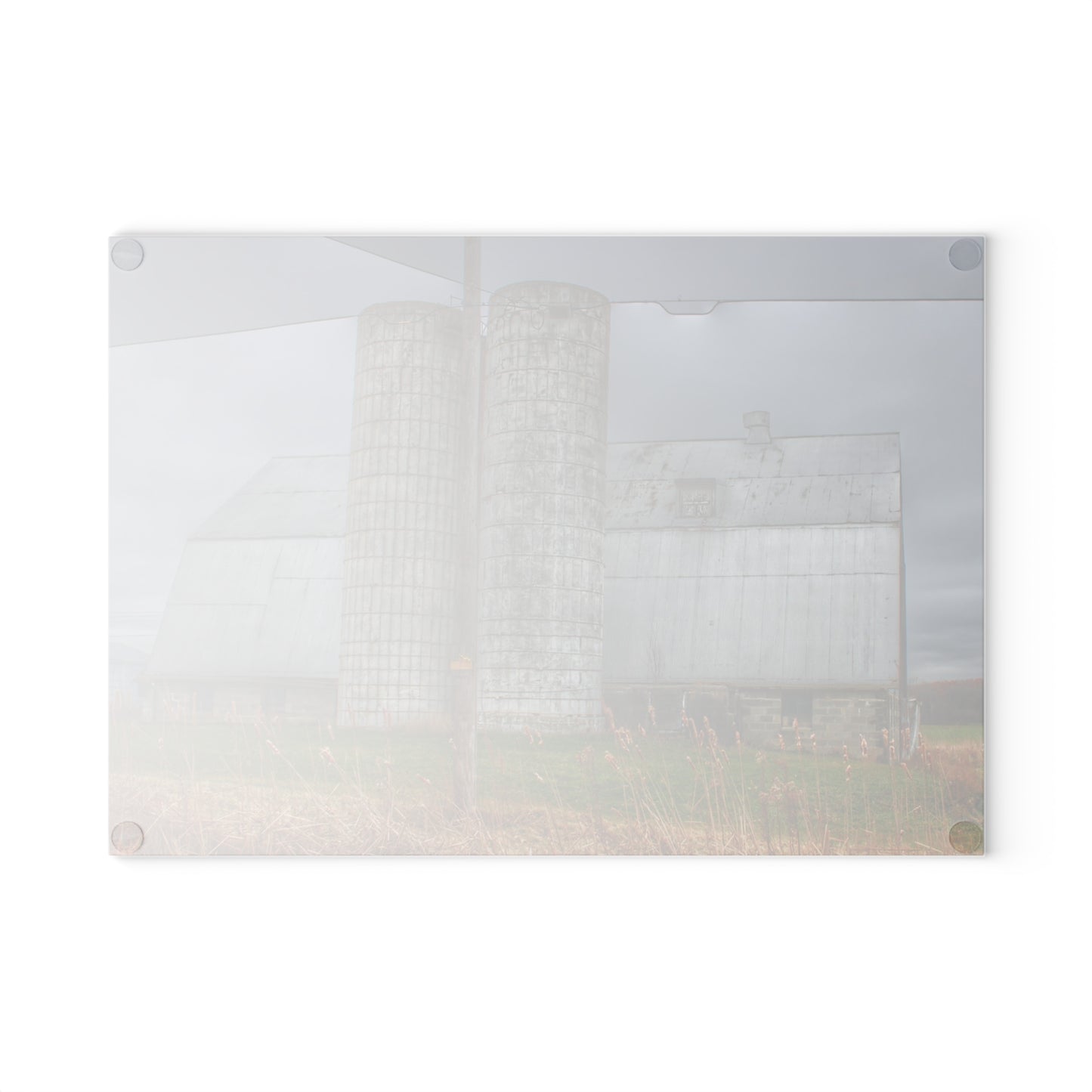 U R There Photography Daley Road Grey II Rustic Farmhouse Tempered-Glass Cutting Board