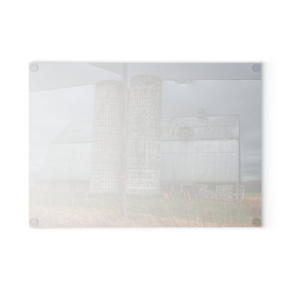 U R There Photography Daley Road Grey II Rustic Farmhouse Tempered-Glass Cutting Board