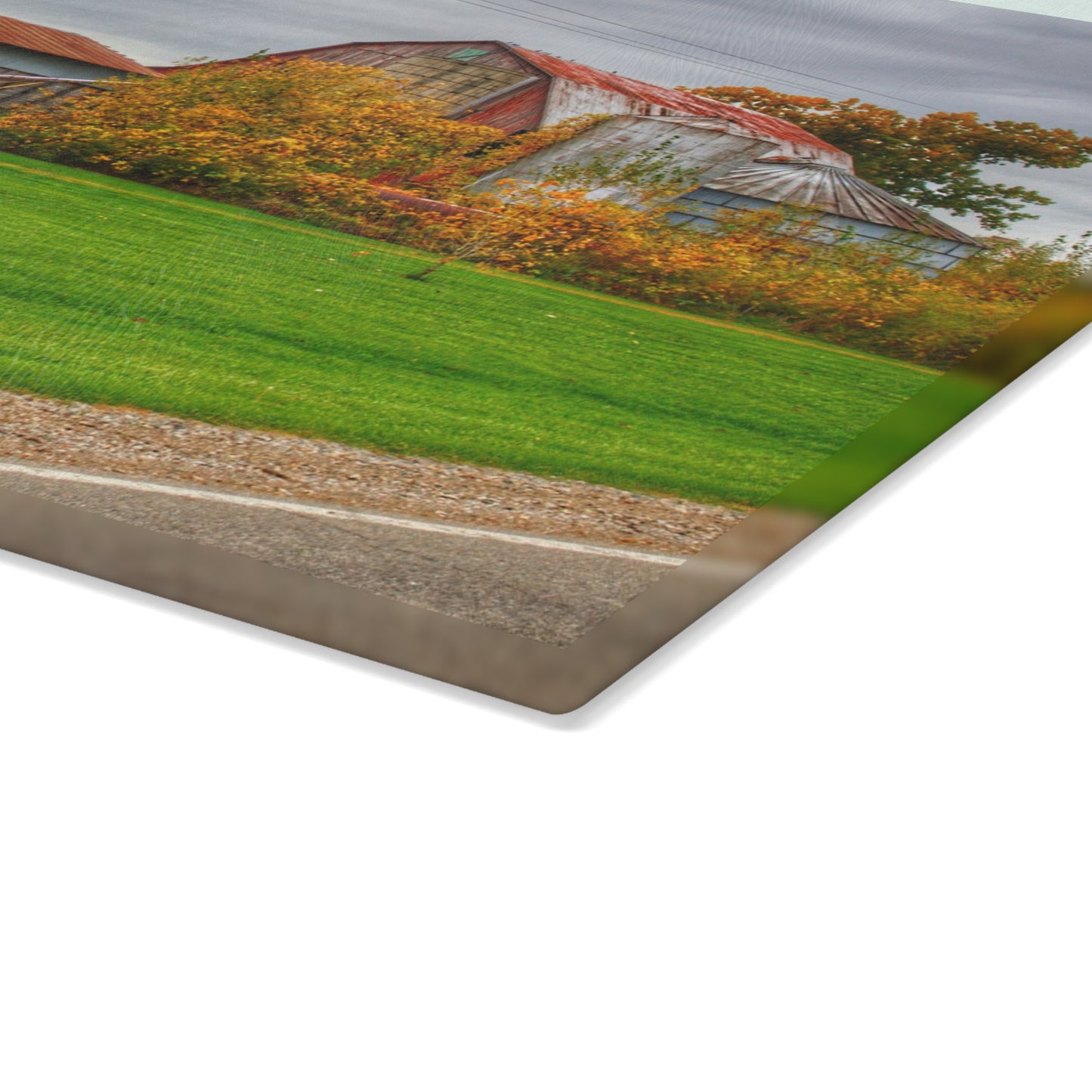 U R There Photography Galbraith Road Red Rustic Farmhouse Tempered-Glass Cutting Board