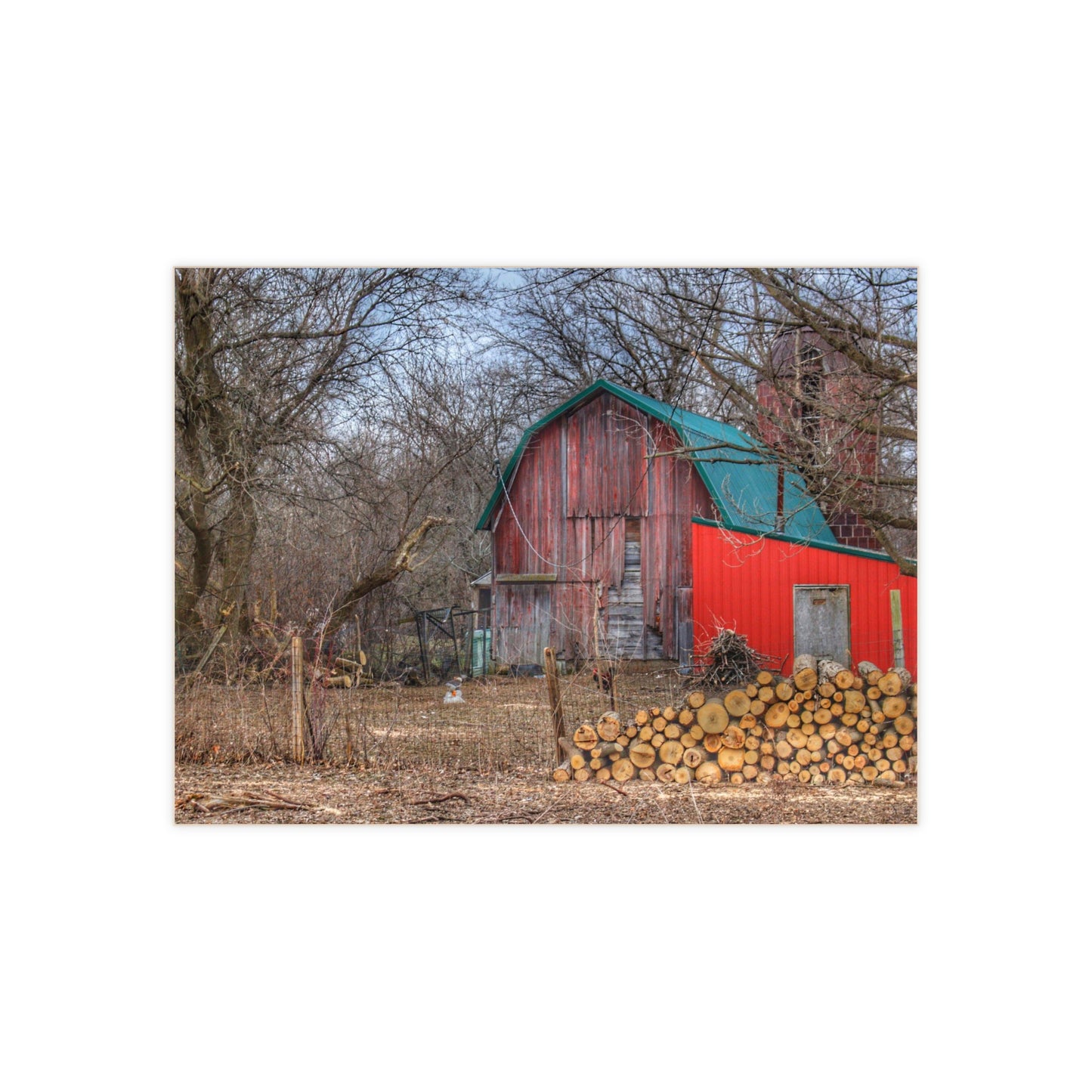 U R There Photography Bray Road Hidden Barnyard Red II Rustic Farmhouse Decorative Ceramic Tile