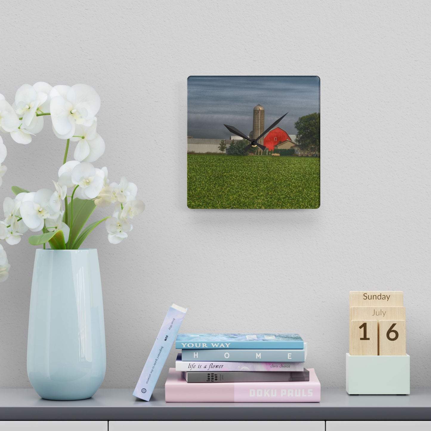 U R There Photography Richardson Road Farm Rustic Farmhouse Acrylic Analog Wall Clock