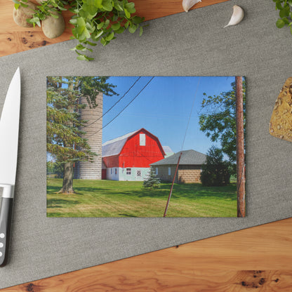 U R There Photography East Lake Road Red Rustic Farmhouse Tempered-Glass Cutting Board