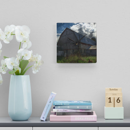 U R There Photography Sandusky Grey II Rustic Farmhouse Acrylic Analog Wall Clock