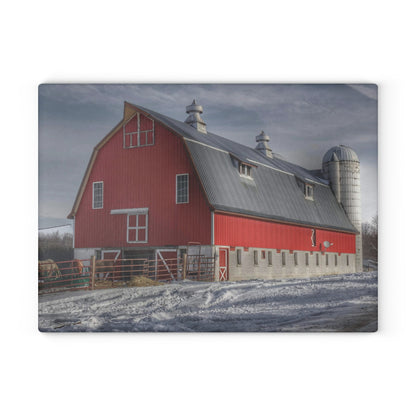 U R There Photography Casey Road Red Rustic Farmhouse Tempered-Glass Cutting Board