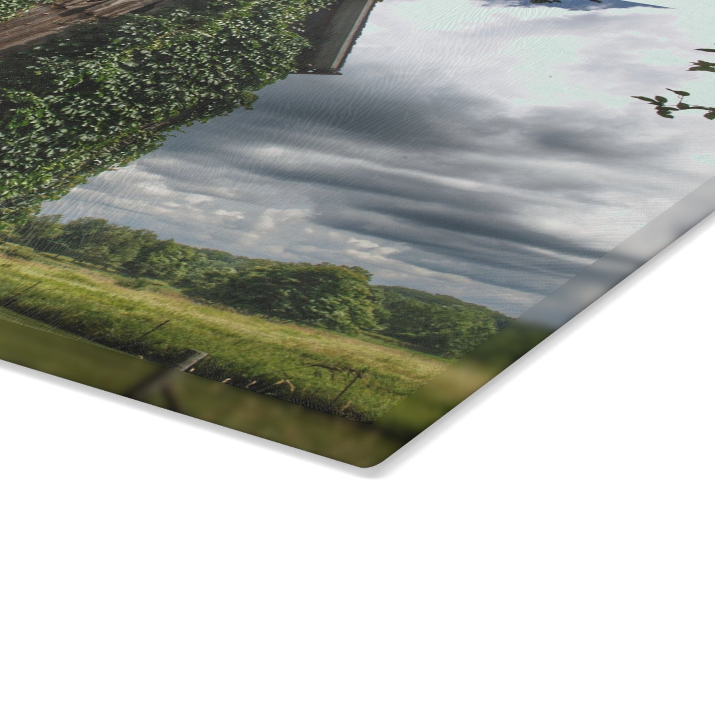 U R There Photography North Branch Ivy Grey II Rustic Farmhouse Tempered-Glass Cutting Board