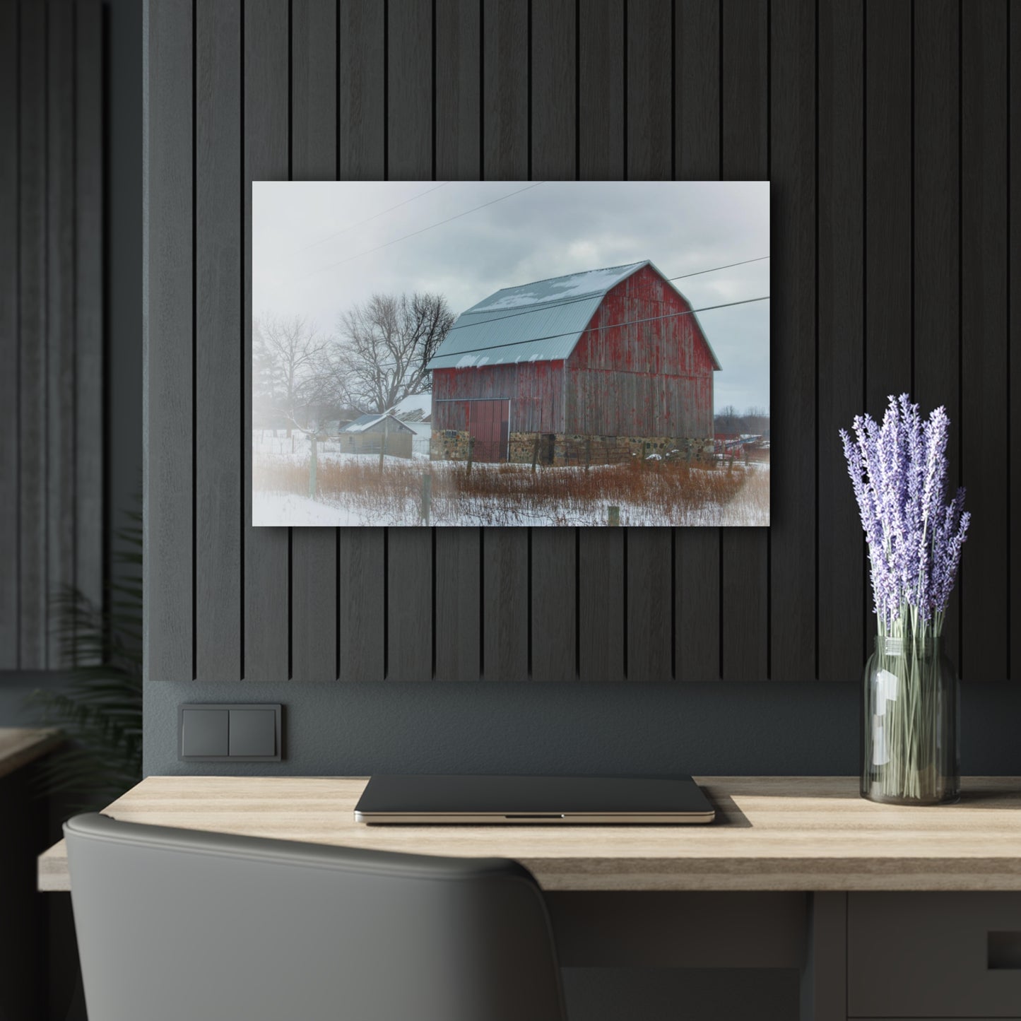 U R There Photography Lake Pleasant Stone Red and Little Grey Rustic Farmhouse Acrylic Wall Print