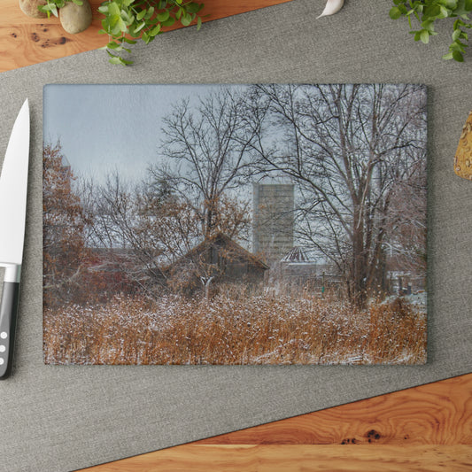 U R There Photography Wale Road Hidden Grey Rustic Farmhouse Tempered-Glass Cutting Board
