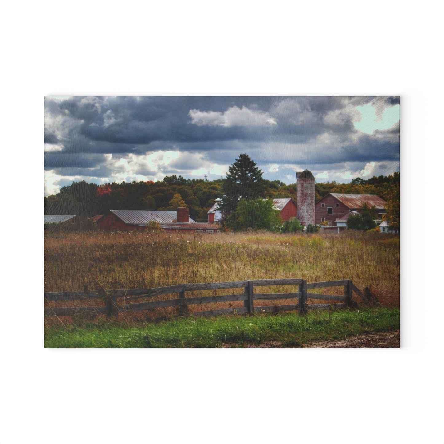 U R There Photography Baldwin Road Farm Rustic Farmhouse Tempered-Glass Cutting Board