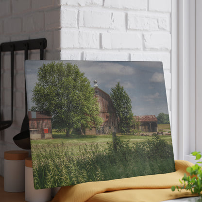 U R There Photography Ross Road Red Rustic Farmhouse Tempered-Glass Cutting Board