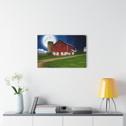 U R There Photography Fostoria Red in the Moonlight Rustic Farmhouse Acrylic Wall Print