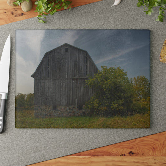 U R There Photography Cat Lake Grey I Rustic Farmhouse Tempered-Glass Cutting Board