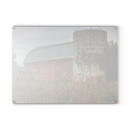 U R There Photography Plumb Creek Road Red II Rustic Farmhouse Tempered-Glass Cutting Board