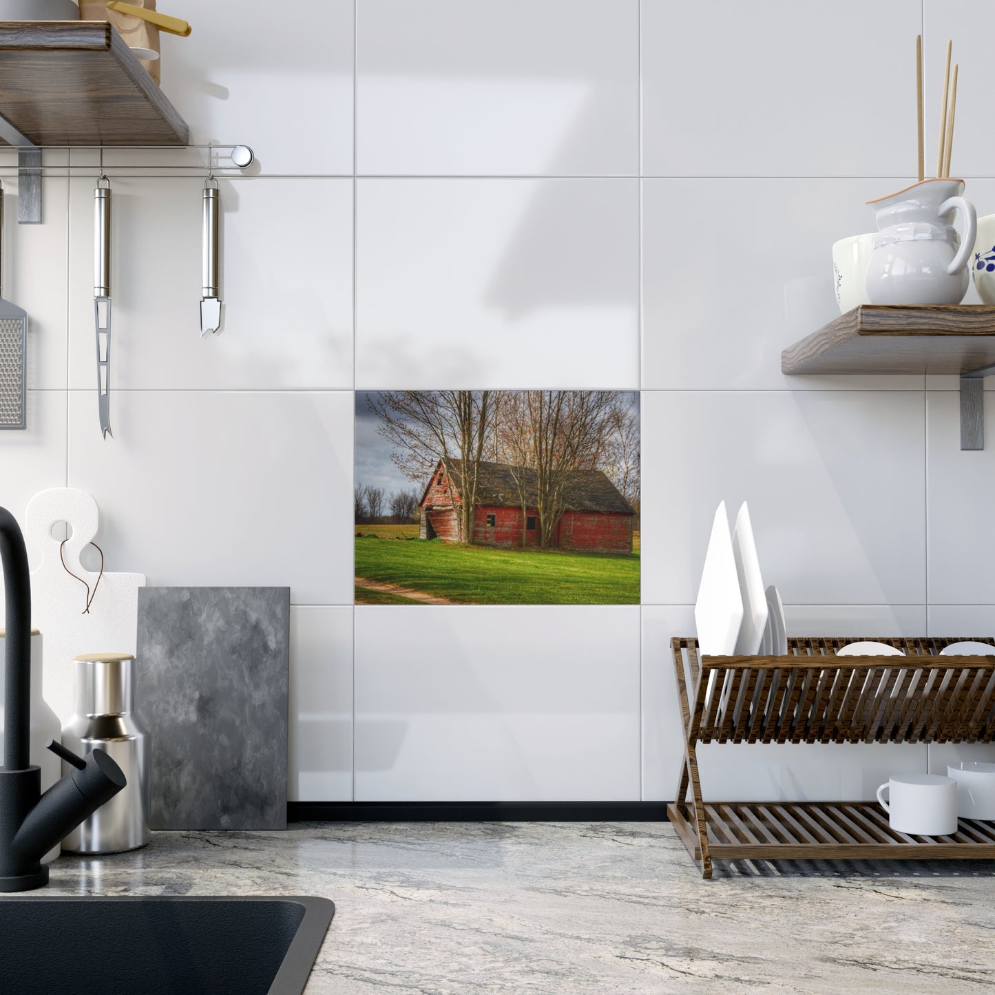 U R There Photography Centerline Shack Rustic Farmhouse Decorative Ceramic Tile