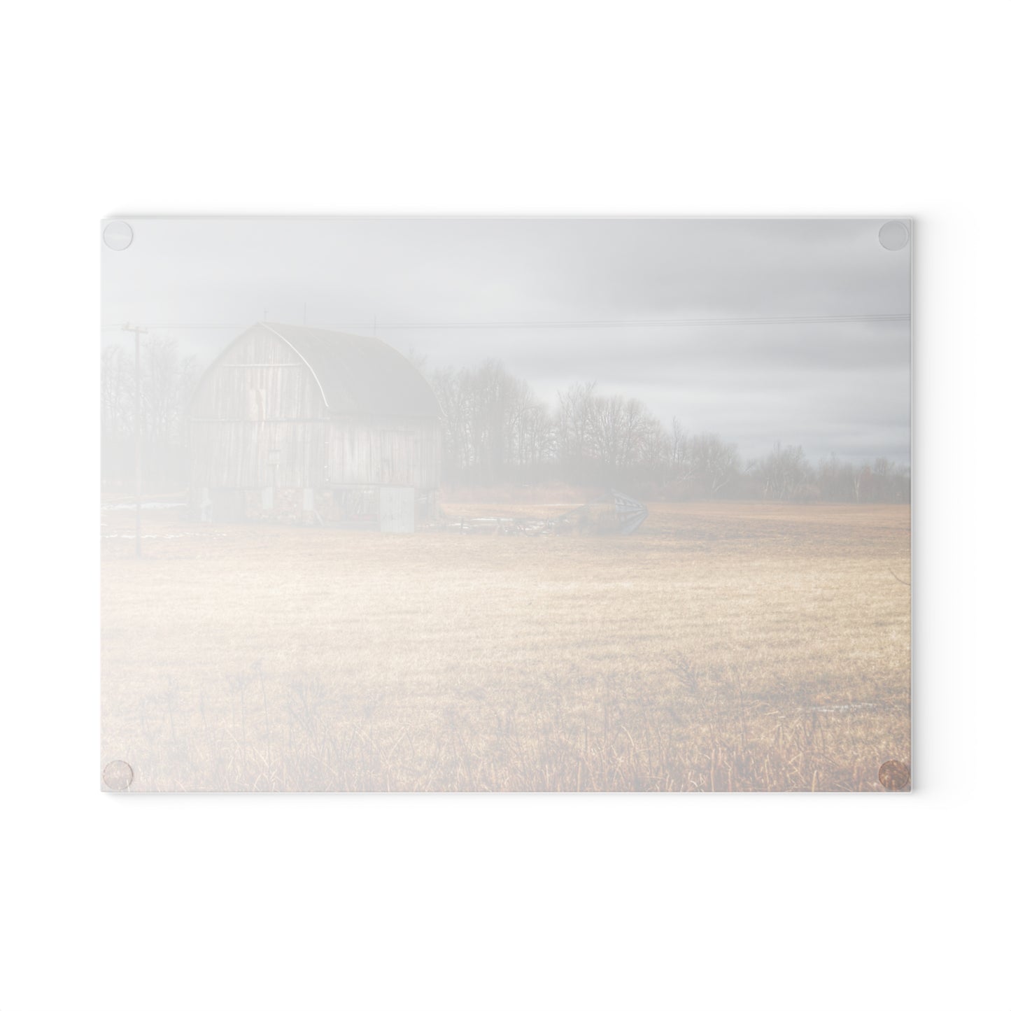 U R There Photography Laur Road Grey Rustic Farmhouse Tempered-Glass Cutting Board