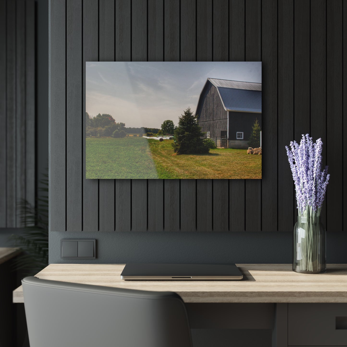 U R There Photography Black Haybarn Rustic Farmhouse Acrylic Wall Print