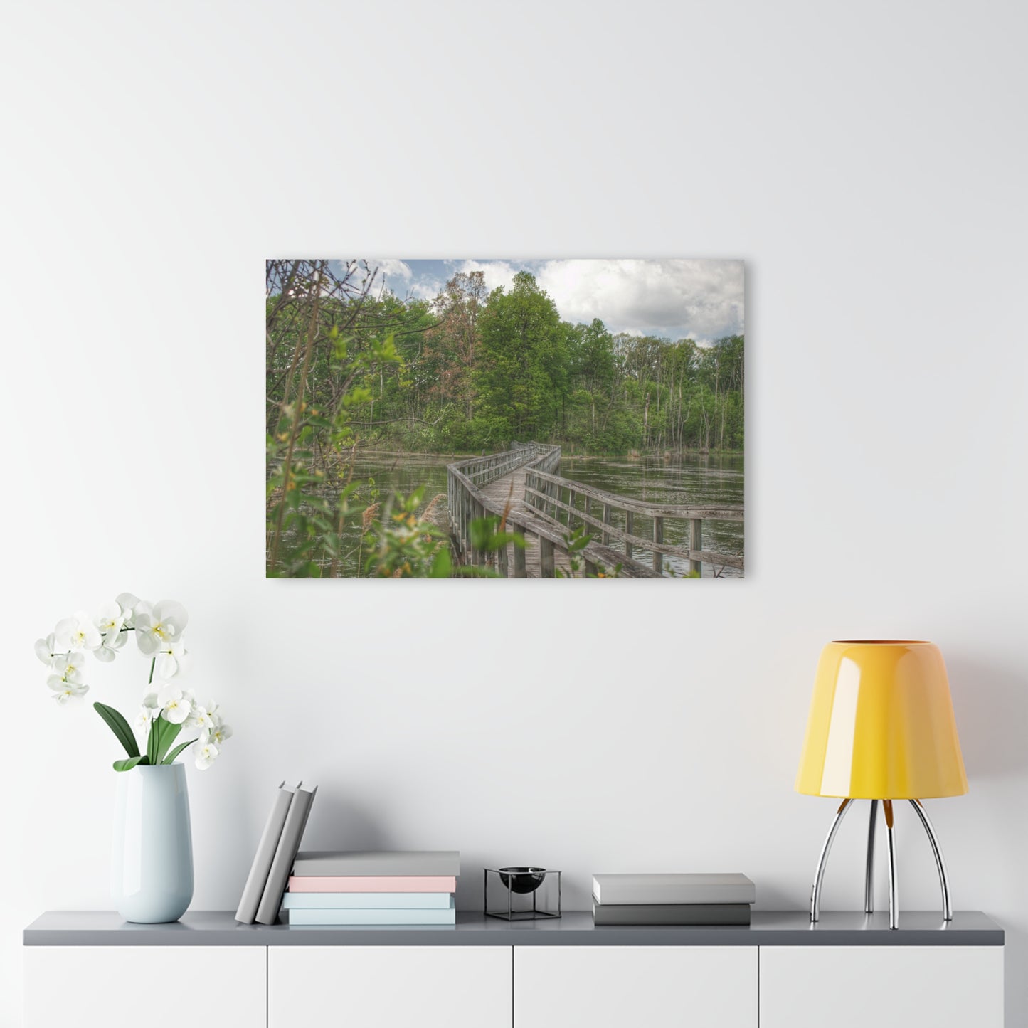 Barn Boutique Modern Farmhouse Acrylic Wall Print| Linear Park Bridge in Lapeer I