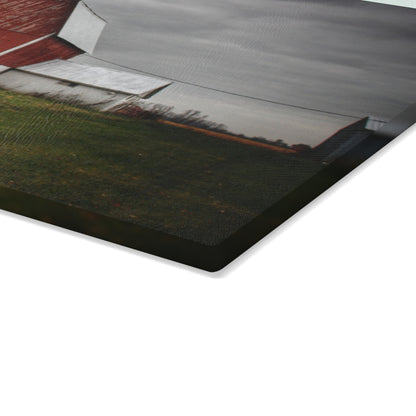 U R There Photography Mills Road Red II Rustic Farmhouse Tempered-Glass Cutting Board