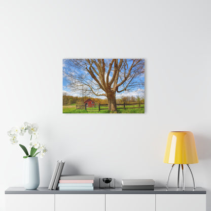 U R There Photography Delano Oak and Little Red Rustic Farmhouse Acrylic Wall Print