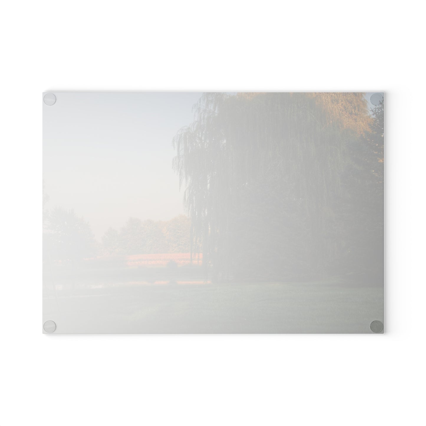 U R There Photography Sunrise on Willow Pond I Rustic Farmhouse Tempered-Glass Cutting Board