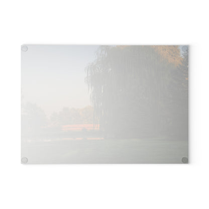 U R There Photography Sunrise on Willow Pond I Rustic Farmhouse Tempered-Glass Cutting Board