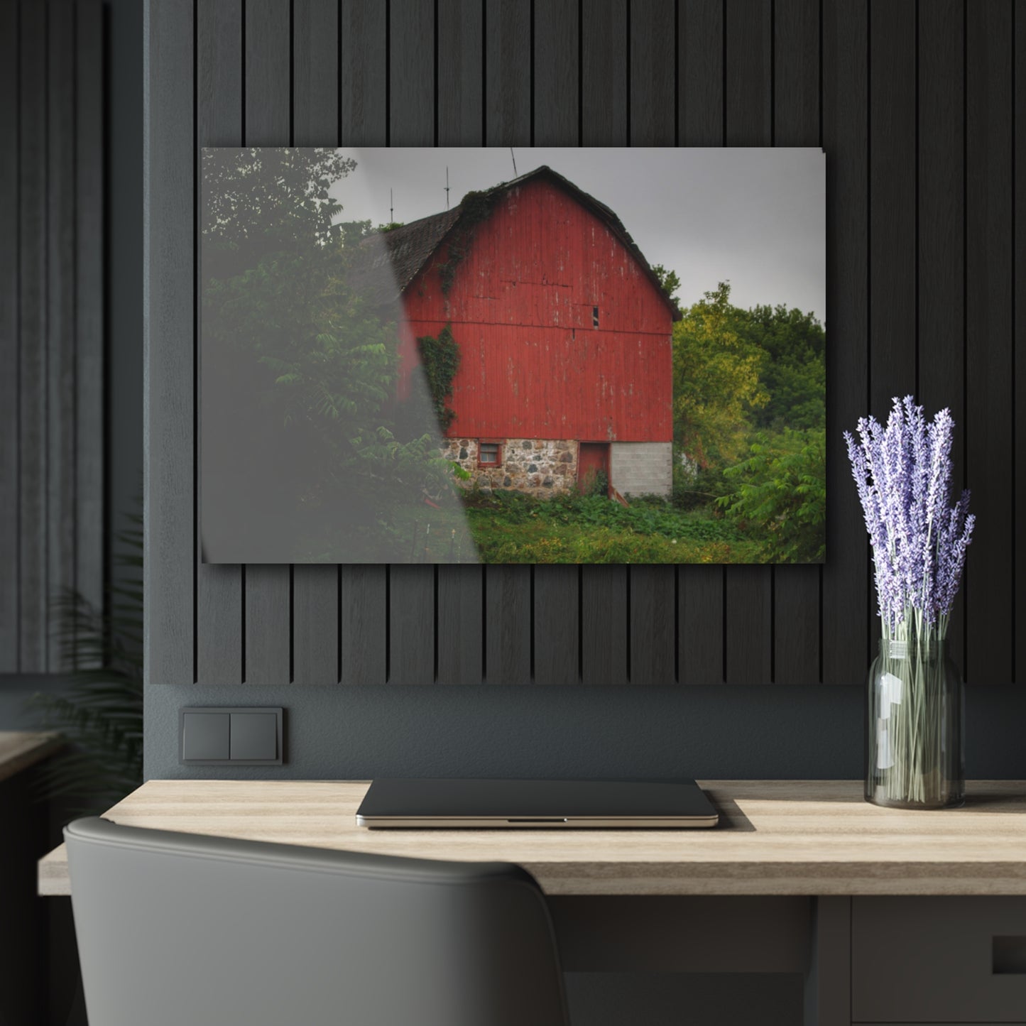 U R There Photography Brown Road Hidden Red I Rustic Farmhouse Acrylic Wall Print