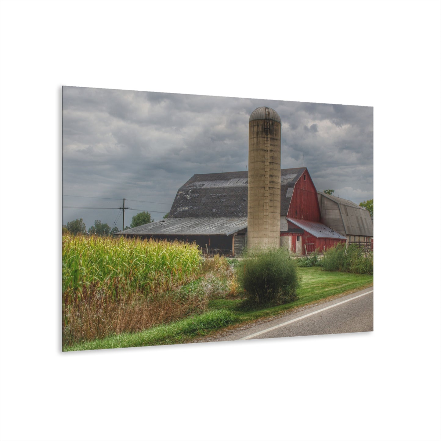U R There Photography Lake Pleasant Road Little Red and Silo II Rustic Farmhouse Acrylic Wall Print