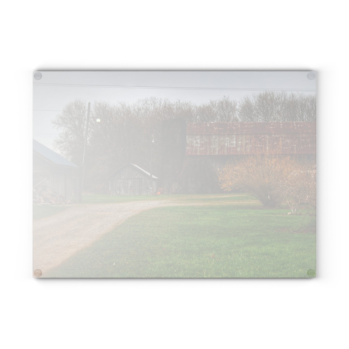 U R There Photography South Summers Road Rusted and Little Grey Rustic Farmhouse Tempered-Glass Cutting Board
