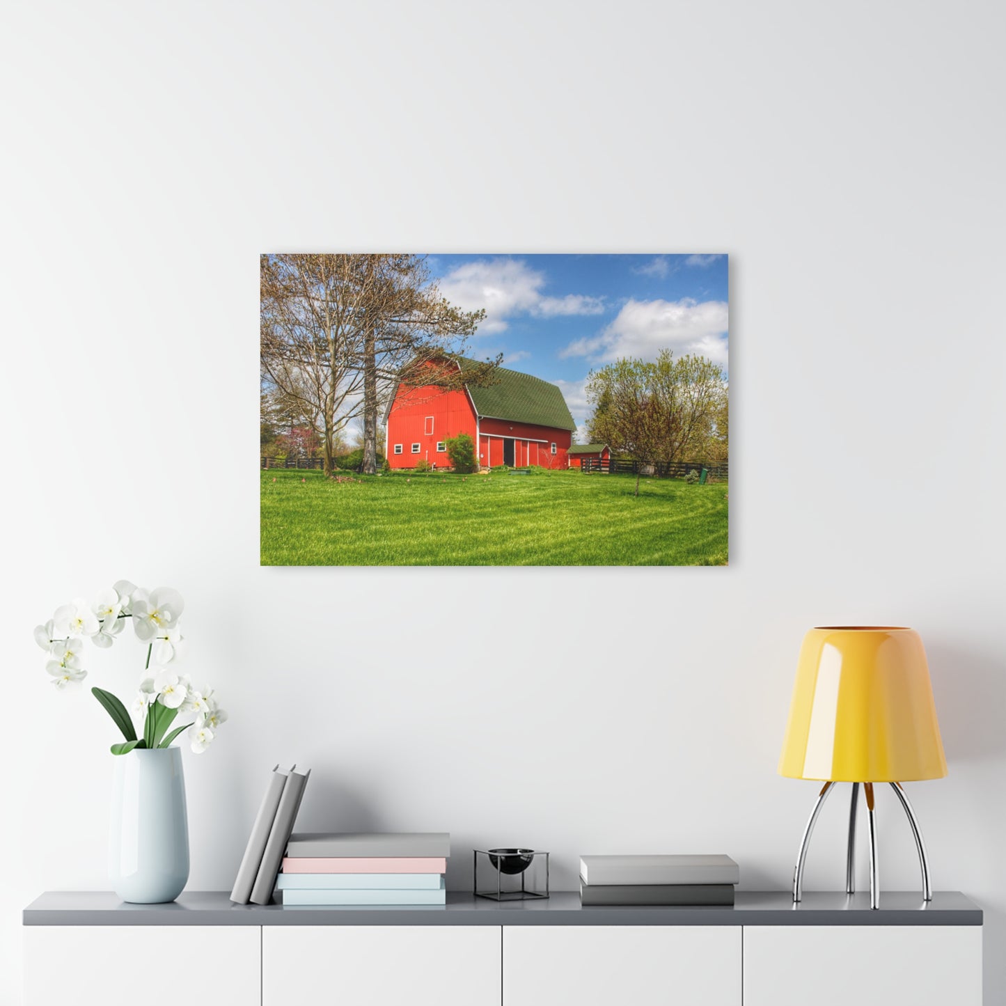 U R There Photography Barber Road Red Rustic Farmhouse Acrylic Wall Print