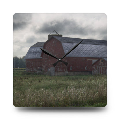 U R There Photography Glover Road Reds Rustic Farmhouse Acrylic Analog Wall Clock