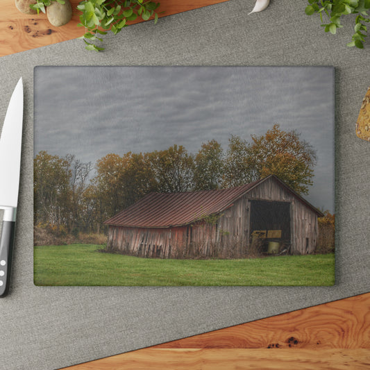 U R There Photography Stewart Road Little Grey Rustic Farmhouse Tempered-Glass Cutting Board