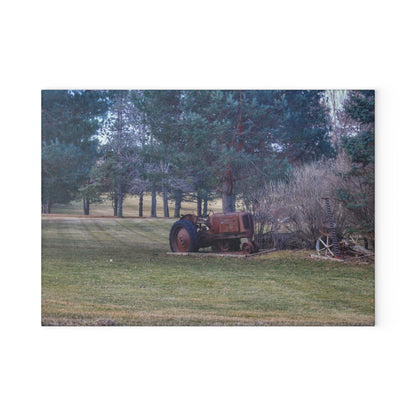 U R There Photography Casey Road Yard Art II Rustic Farmhouse Tempered-Glass Cutting Board