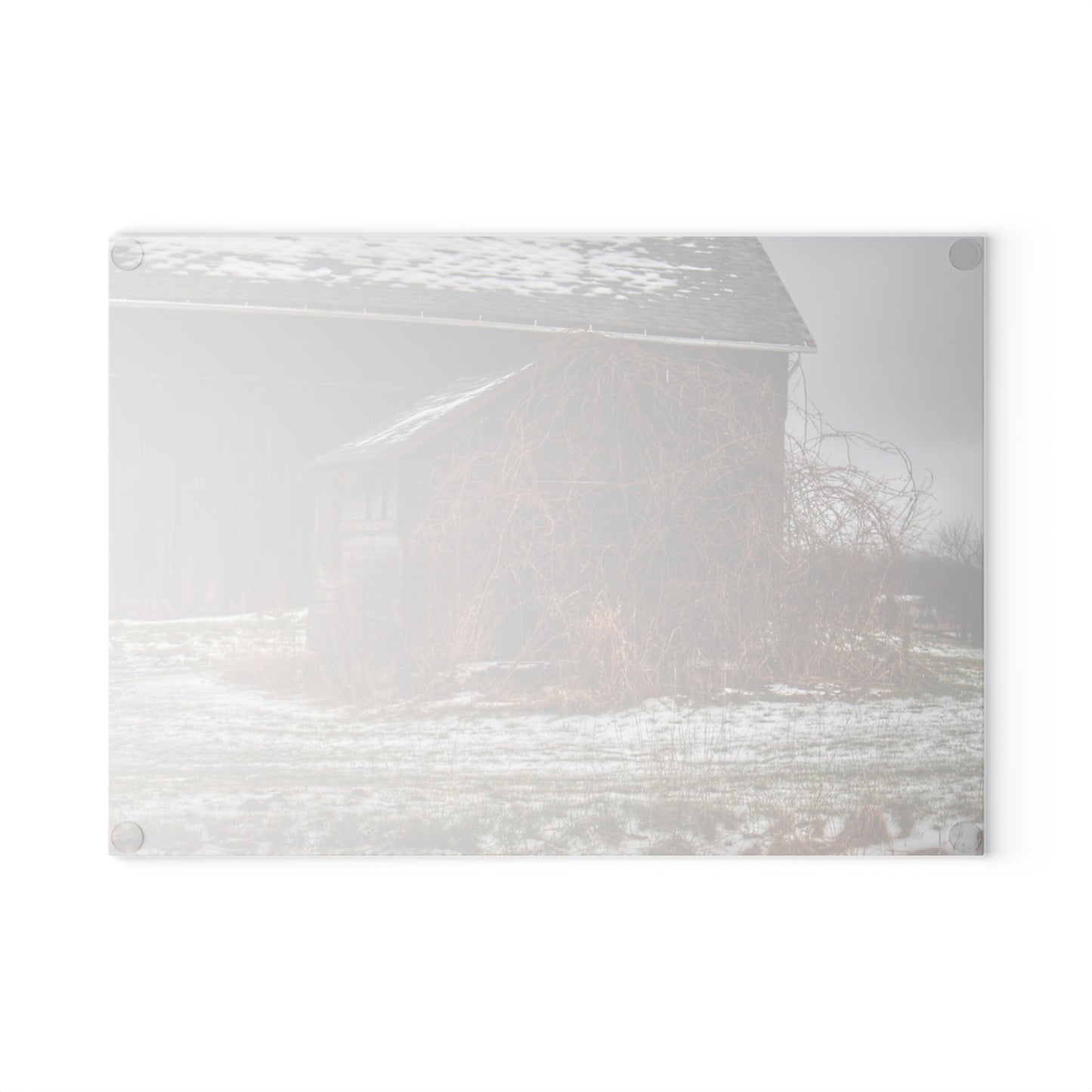U R There Photography Wilder Road Little Winter Grey Rustic Farmhouse Tempered-Glass Cutting Board