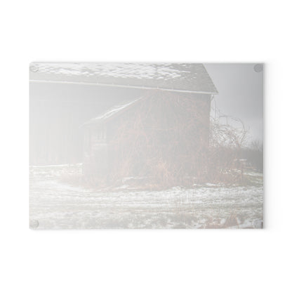 U R There Photography Wilder Road Little Winter Grey Rustic Farmhouse Tempered-Glass Cutting Board