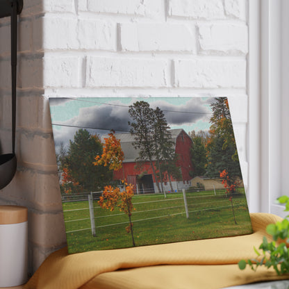 U R There Photography Farnsworth Road Red I Rustic Farmhouse Tempered-Glass Cutting Board