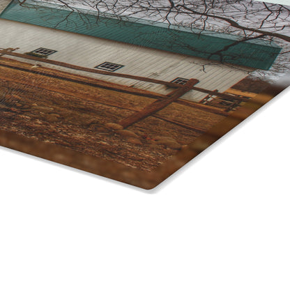 U R There Photography Wilder Road White Rustic Farmhouse Tempered-Glass Cutting Board