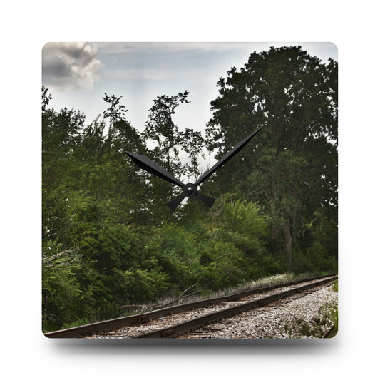 Michigan Rails Rustic Farmhouse Acrylic Analog Wall Clock 10.75'' × 10.75'' (Square)