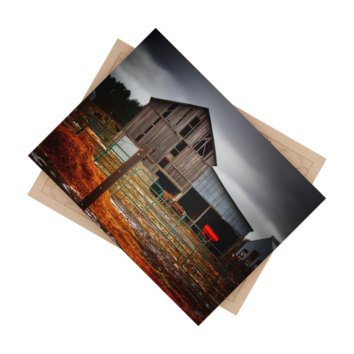 U R There Photography Chapman Road Grey II Rustic Farmhouse Decorative Ceramic Tile