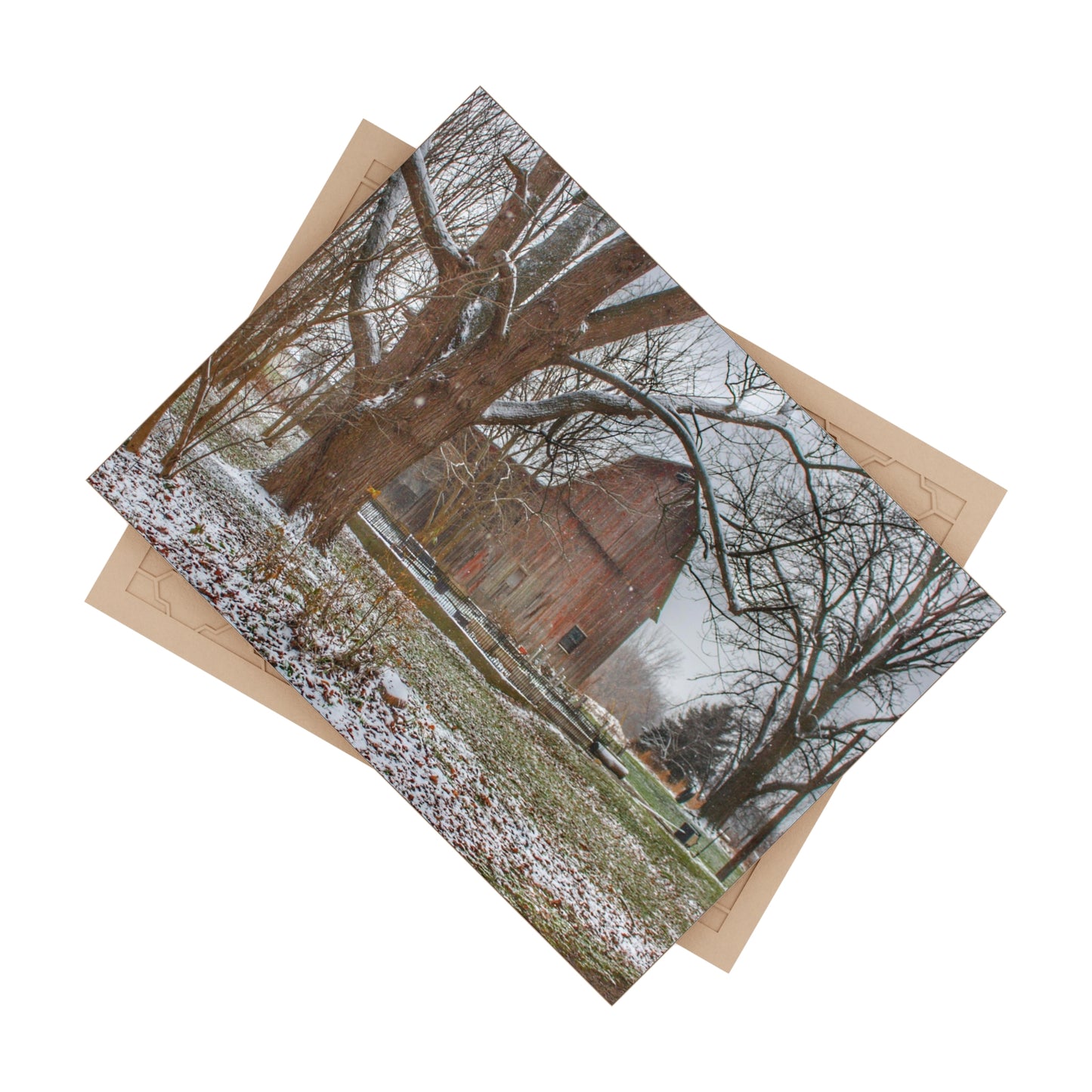 U R There Photography Bishop Road Winter Red Rustic Farmhouse Decorative Ceramic Tile