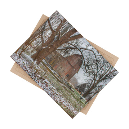 U R There Photography Bishop Road Winter Red Rustic Farmhouse Decorative Ceramic Tile