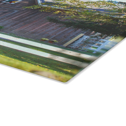 U R There Photography Hunters Creek Quilted II Rustic Farmhouse Tempered-Glass Cutting Board