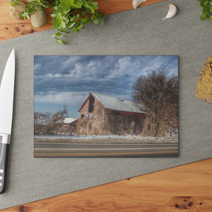 U R There Photography Almont Van Dyke Red II Rustic Farmhouse Tempered-Glass Cutting Board
