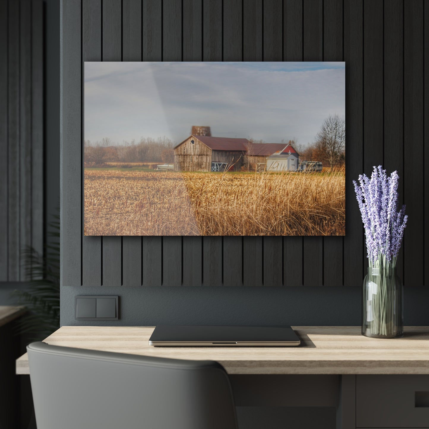 U R There Photography North Center Road Grey Rustic Farmhouse Acrylic Wall Print