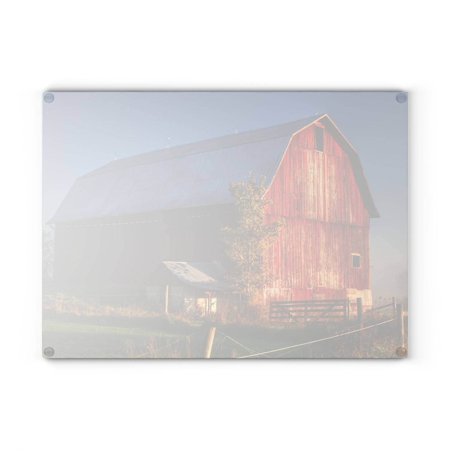 U R There Photography Columbiaville Red III Rustic Farmhouse Tempered-Glass Cutting Board