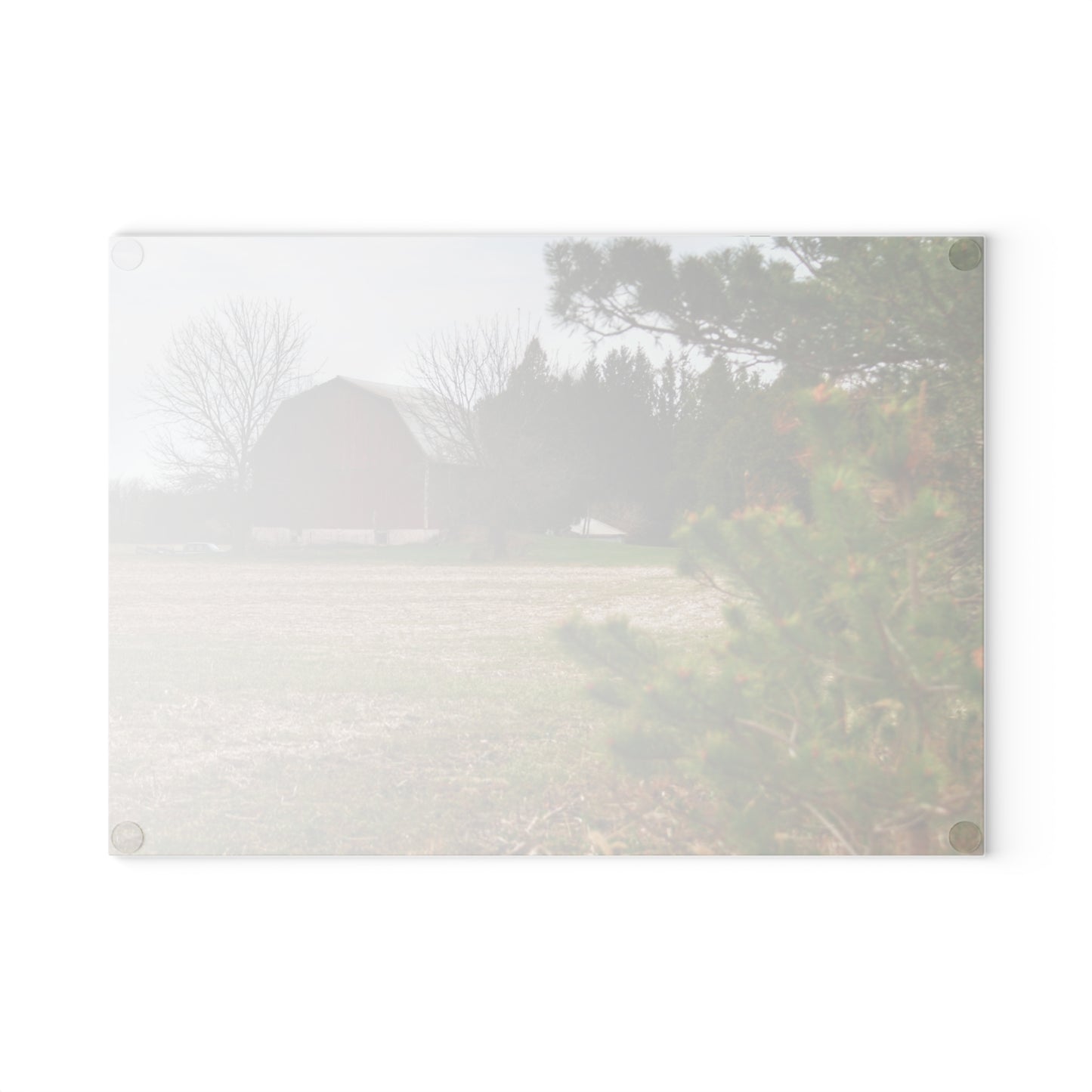 U R There Photography Hidden Millington Road Red Rustic Farmhouse Tempered-Glass Cutting Board