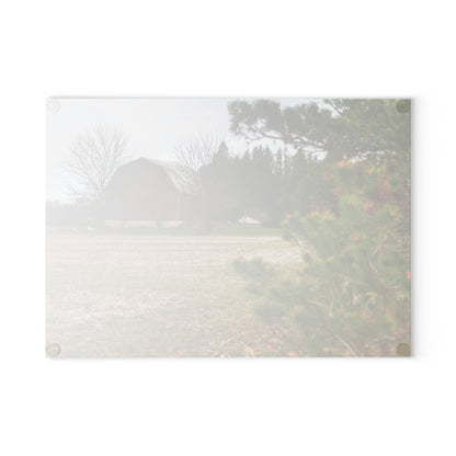 U R There Photography Hidden Millington Road Red Rustic Farmhouse Tempered-Glass Cutting Board