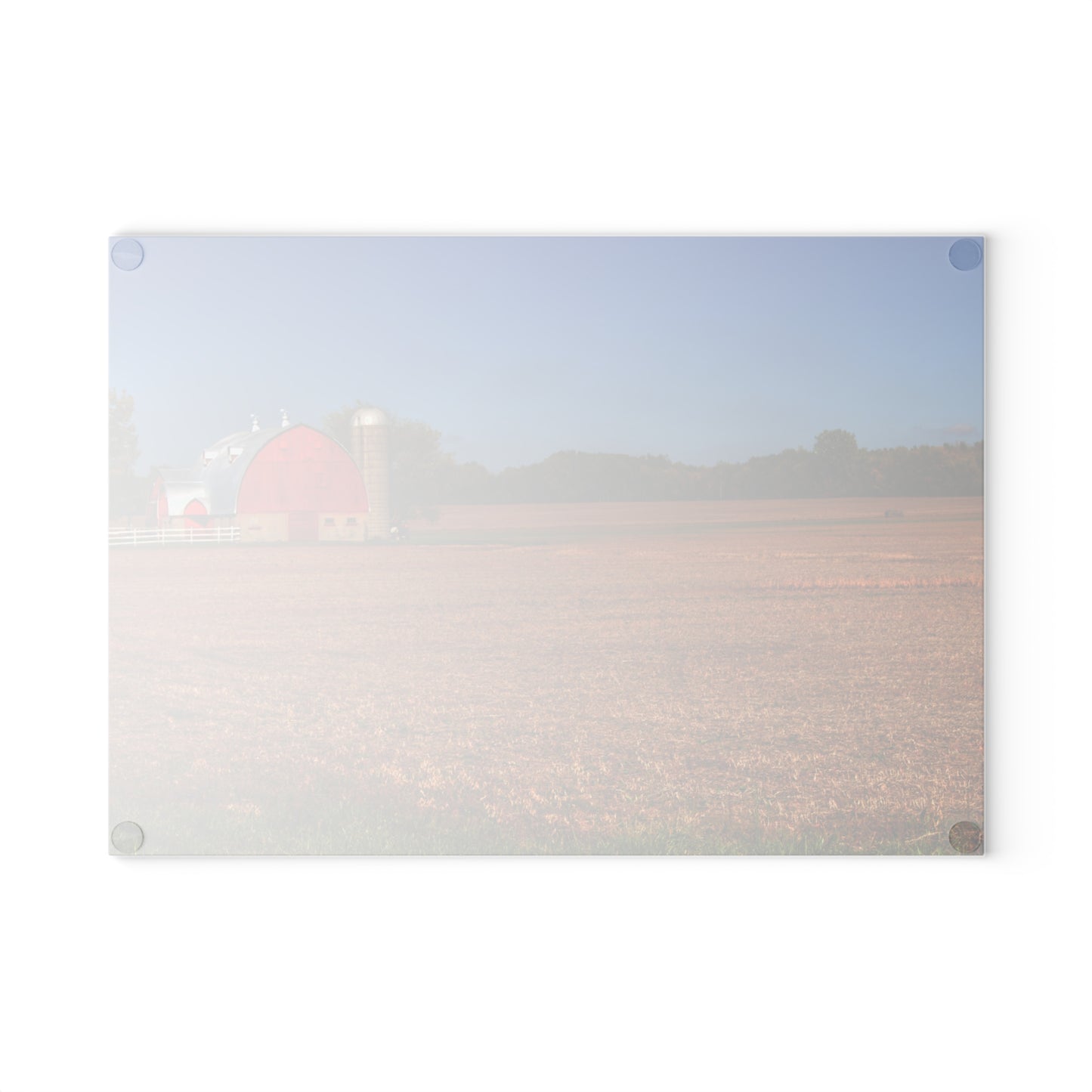 U R There Photography Brown City Wellman Line Road Red Rustic Farmhouse Tempered-Glass Cutting Board