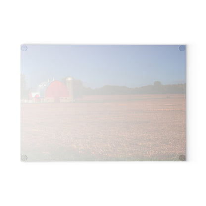 U R There Photography Brown City Wellman Line Road Red Rustic Farmhouse Tempered-Glass Cutting Board